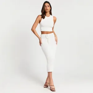 Women’s Two-Piece Skirt Set - Sleeveless White