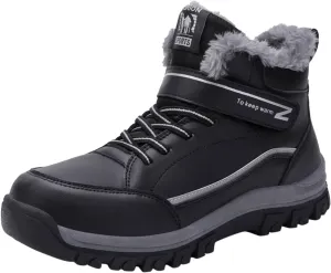 ZDLJYL Men's Warm Snow Boots, Fur Lined Waterproof Winter Shoes, Anti-Slip Lightweight Ankle Boot Casual Outdoor Hiking Boots
